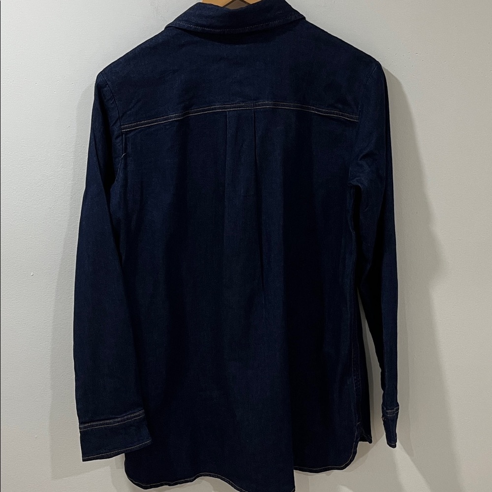 NWT Buffalo Women’s Denim Shirt M Dark Wash Button Down Cotton Long Sleeve Top - Picture 4 of 6